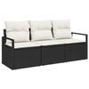 Canapé de Jardin 3 Pièces vidaXL avec Coussins Noir en Rattan Poly, Canapé de Jardin 2 Places vidaXL avec Coussins Noir 3346237