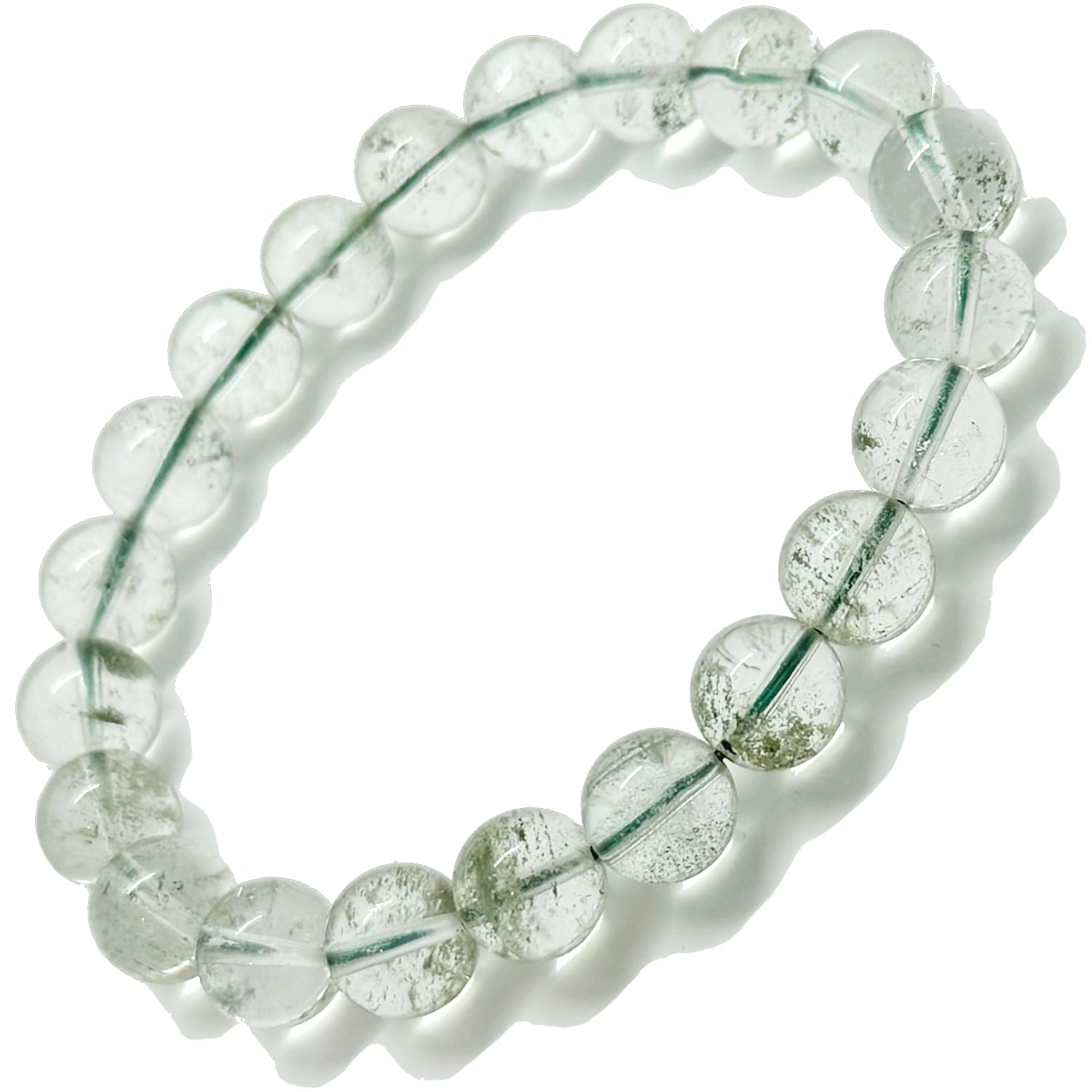 

Green Phantom Quartz Natural Stone Power Stone Bracelet Growth Success Improvement Advance Prayer Beads Green Illusion Crystal [hibikurasu] (9mm) зелений