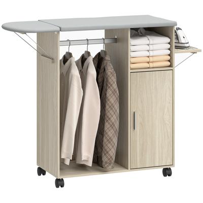 Rolling Ironing Board 127 X 42.5 X 99 Cm Natural Wood