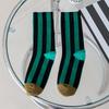 Nueva Tendencia Europea Color de Contraste Raya Vertical Calcetines de Caña Media Diseño Algodón Puro Combinación de Colores Calcetines Deportivos Apilables