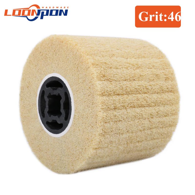 Non-woven Nylon Abrasive Flap Wheel Brush Wire Drawing Polishing Burnishing Drum Wheel for Stainless Steel 120x20x100mm 1pc