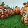 Festive Halloween Decor: 1/6 Scale Resin Pumpkin Faces with Expressive Features - Perfect for Outdoor Displays