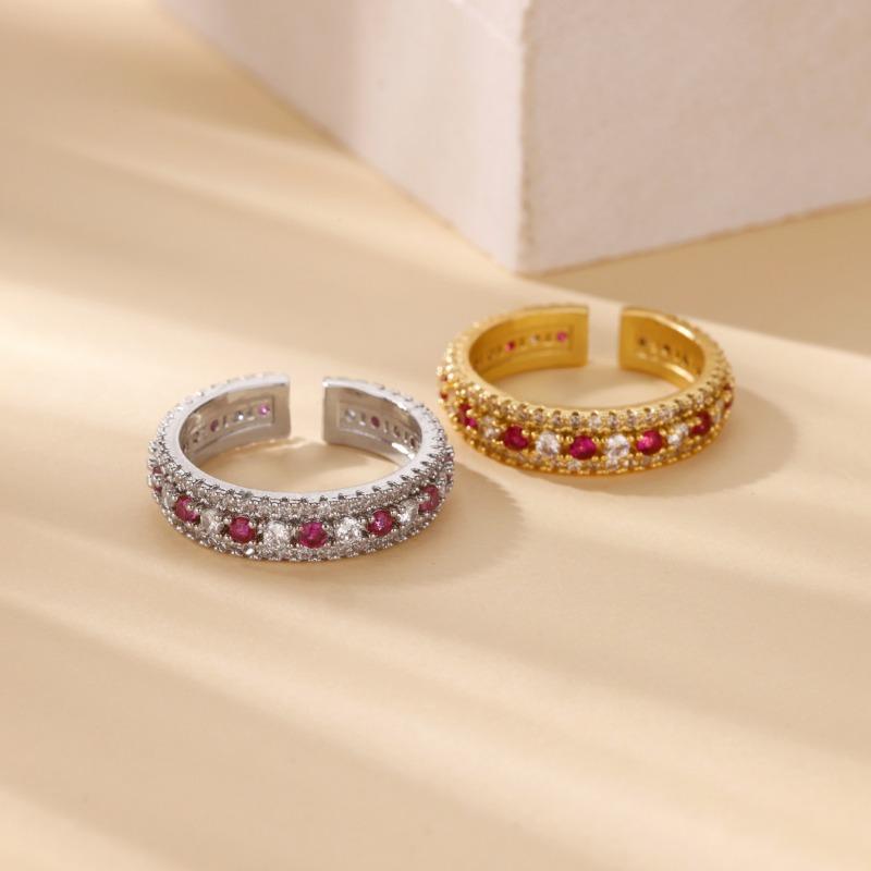 Vintage Gold Enamel Zircon Court Style Ring Women's Fashion High Sense Autumn and Winter Ring Opening