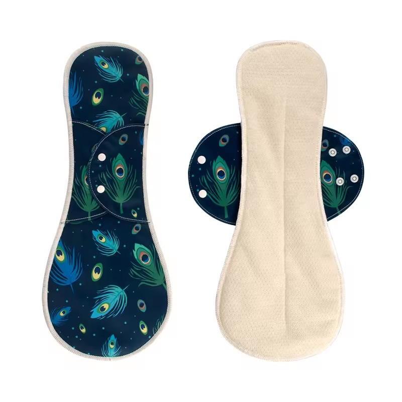 Reusable Washable Cotton Menstrual Pad With Winged Side Tabs Breathable Mesh Top Layer 3 Sizes Light To Heavy Flow