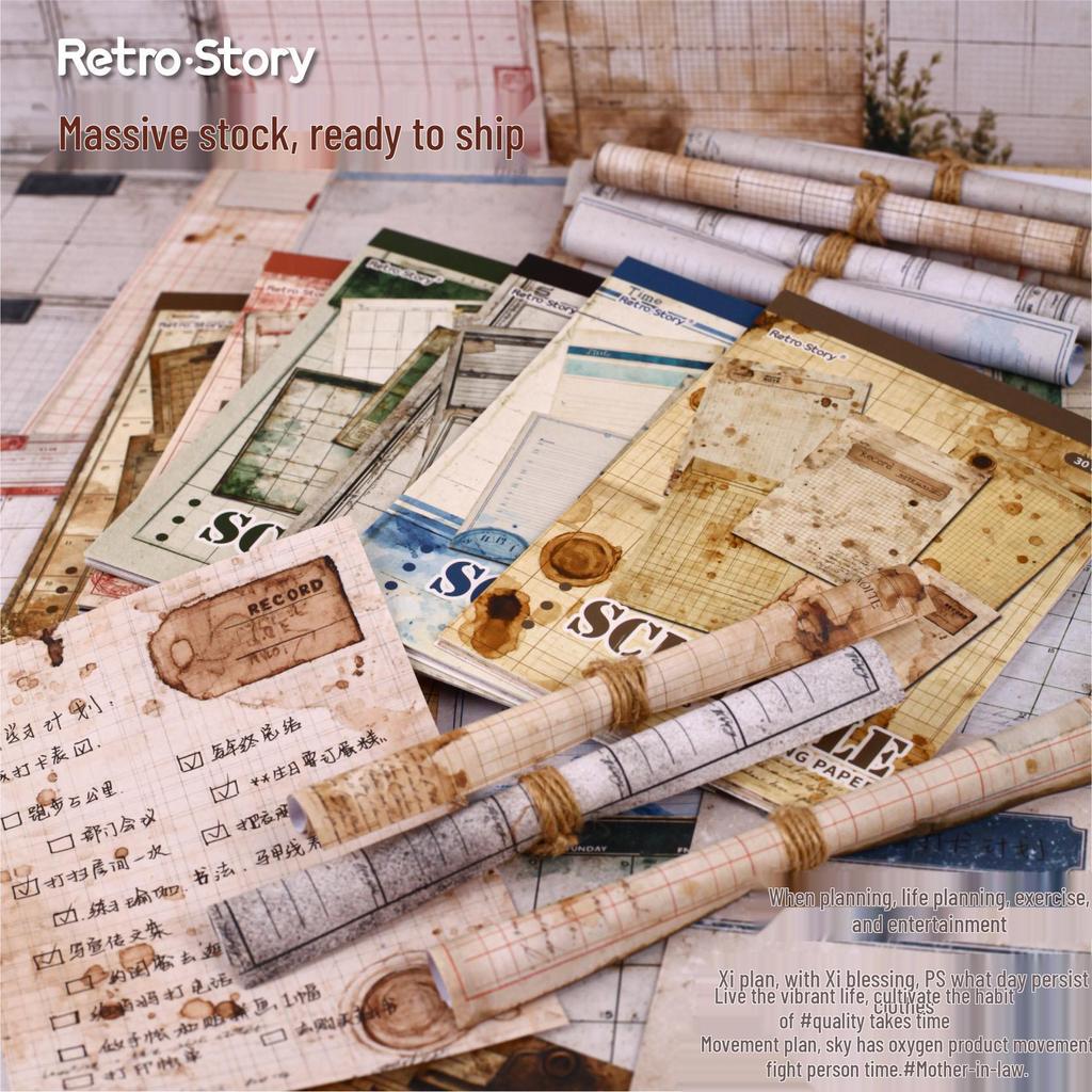 RetroStory Journal Base: 6 Style Collage Paper Pack (30 Sheets)