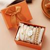 Fashionable New Simple Luxurious Retro Business Style Versatile Trendsetter Daily Women's Wristwatch and Bracelet Five-piece Set