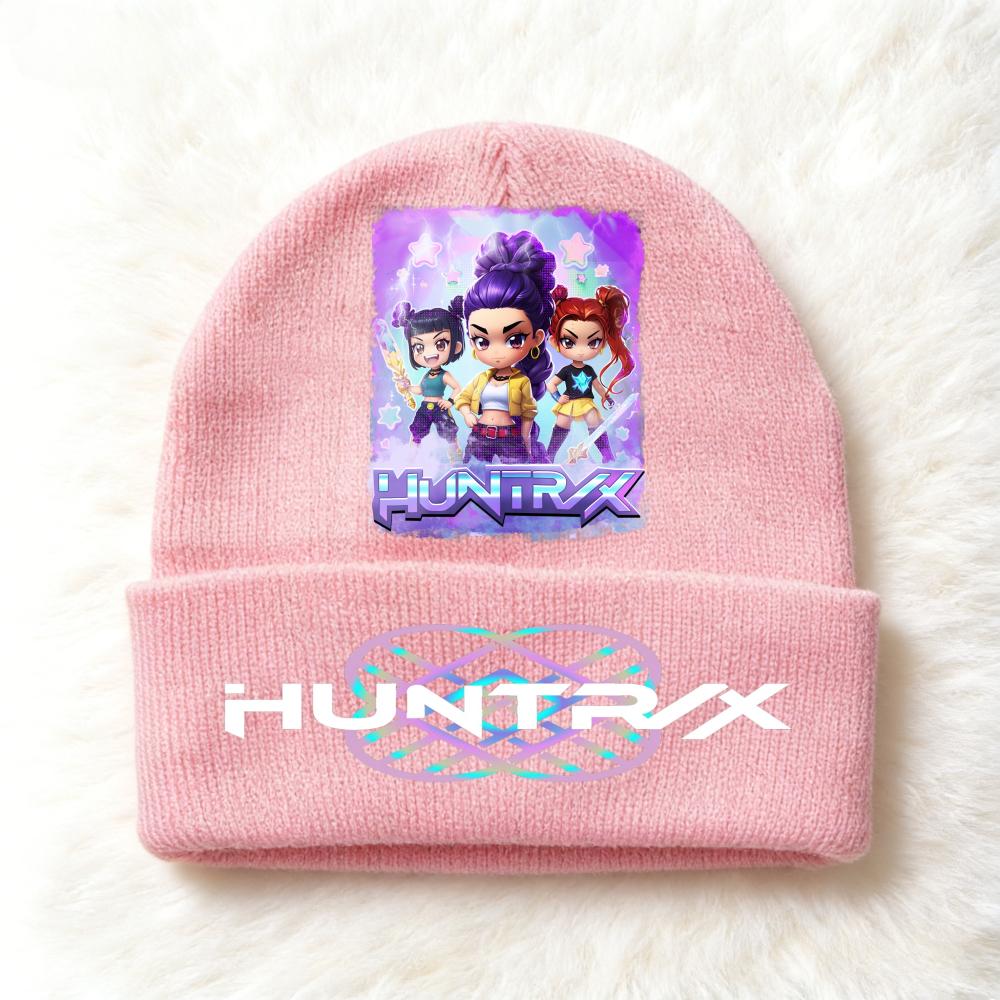 Berretto lavorato a maglia per bambini con stampa Anime Kpop Demon Hunters, Filato di lana, Stagione autunnale, Stagione fredda, Cappello alla moda per bambini, Copricapo, Abbigliamento