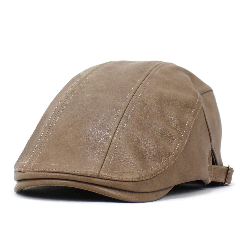 

Men Women Pu Leather Beret Hat With Sun Protection And Breathability For Casual Fashion хаки