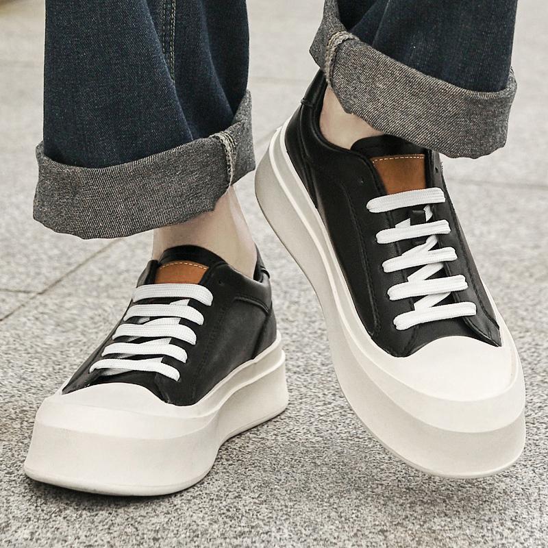 Fashion Genuine Leather Board Shoes Thick Soled Classic Casual Style Fashion Party Trendy Youth Versatile Shoes Casual Luxurious