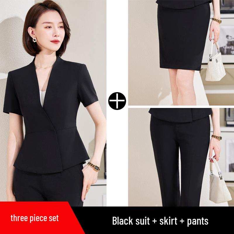 Women's Formal Business Suit Set - Skirt Uniform for Office, Reception, or Hotel Front Desk