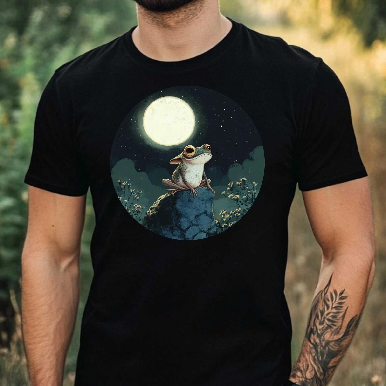 T-Shirt Herren Frosch im Mondlicht Motiv Baumwolle Größe XS bis 5XL XL
