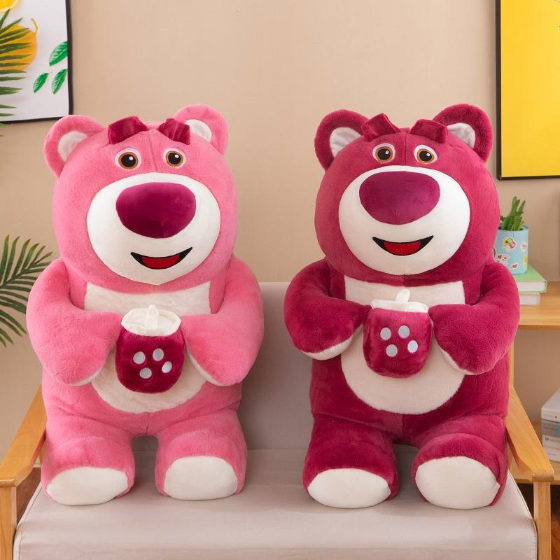 Cute Strawberry Bear Plush Pillow Perfect Gift For Comfort And Cuddles