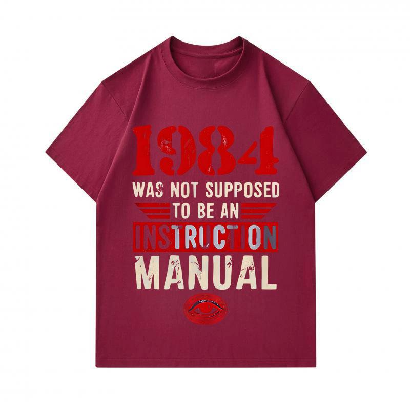 Men's 100% Cotton Crew Neck Short Sleeve T-Shirt, 1984 Not An Instruction Manual Novel Graphic Casual Comfortable Tee for Daily Wear