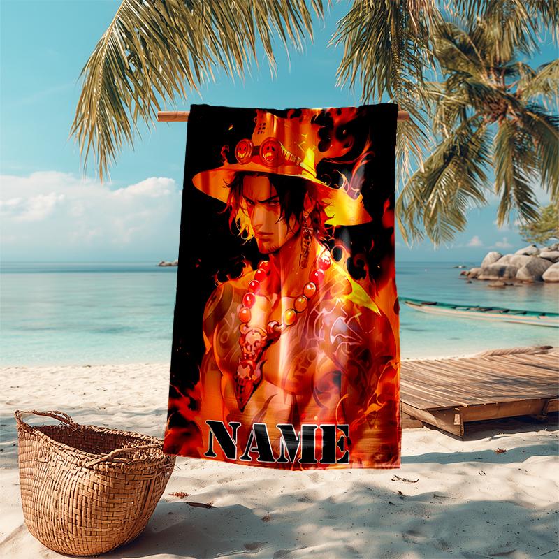 Personalized customized proof beach towel with One Piece pattern - soft, absorbent,quick-drying,perfect swimming,camping&bathing