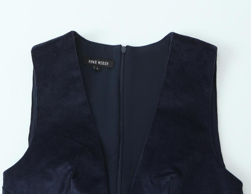 European & American Style Women's V-Neck Corduroy Top & A-Line Mini Skirt Set 