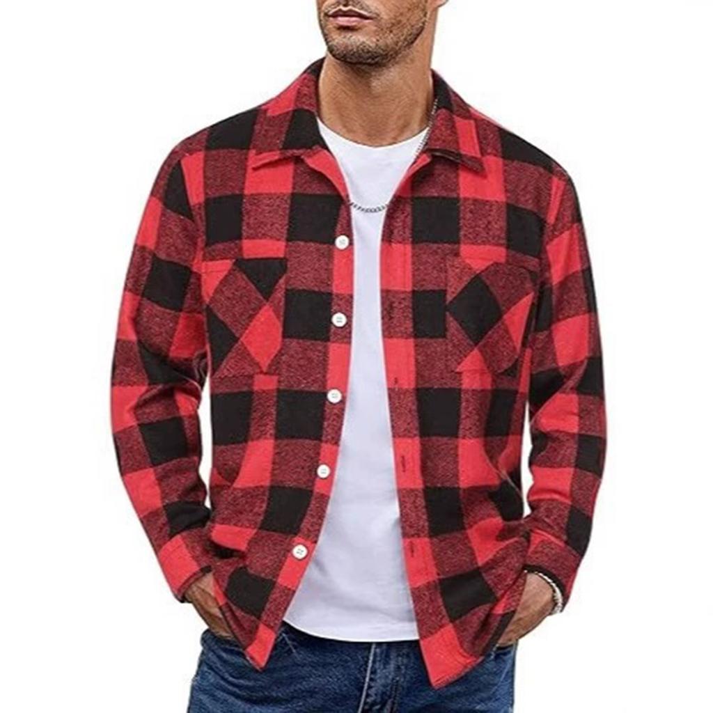 Mens Flannel Shirts Long Sleeve Lightweight Plaid Shirt Casual Button Down Shirts