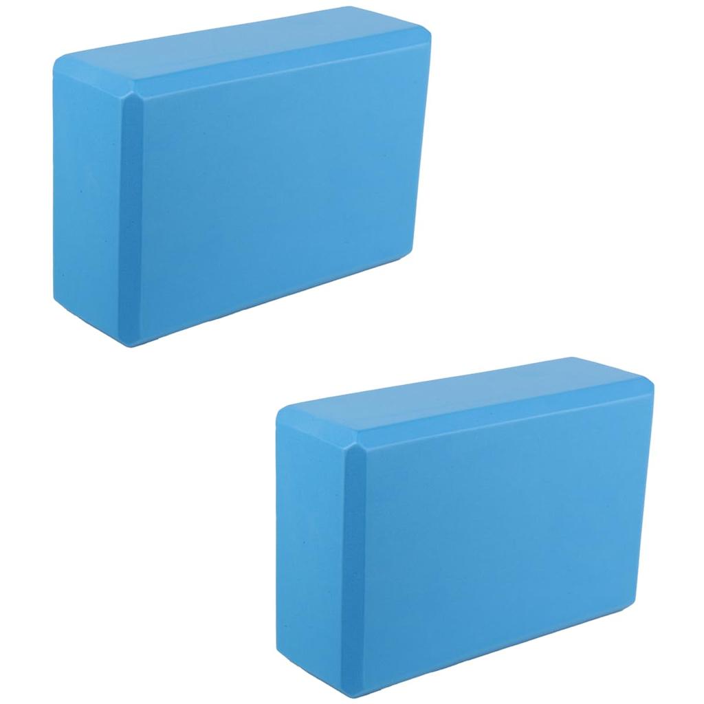 Set of 2 Yoga 23 X 15 X for Core and Fitness Blocks, 7.6cm, Stretching, Pilates, (Blue, 120g)