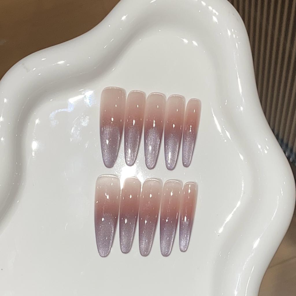 Pure Desire Daily Ice-transparent Pink Blush Gradient Purple Cat Eye Purple Light Removable Wearable Armor