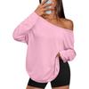 Women S Color Block Off Shoulder Hooded Long Sleeve Casual Sports T Shirt