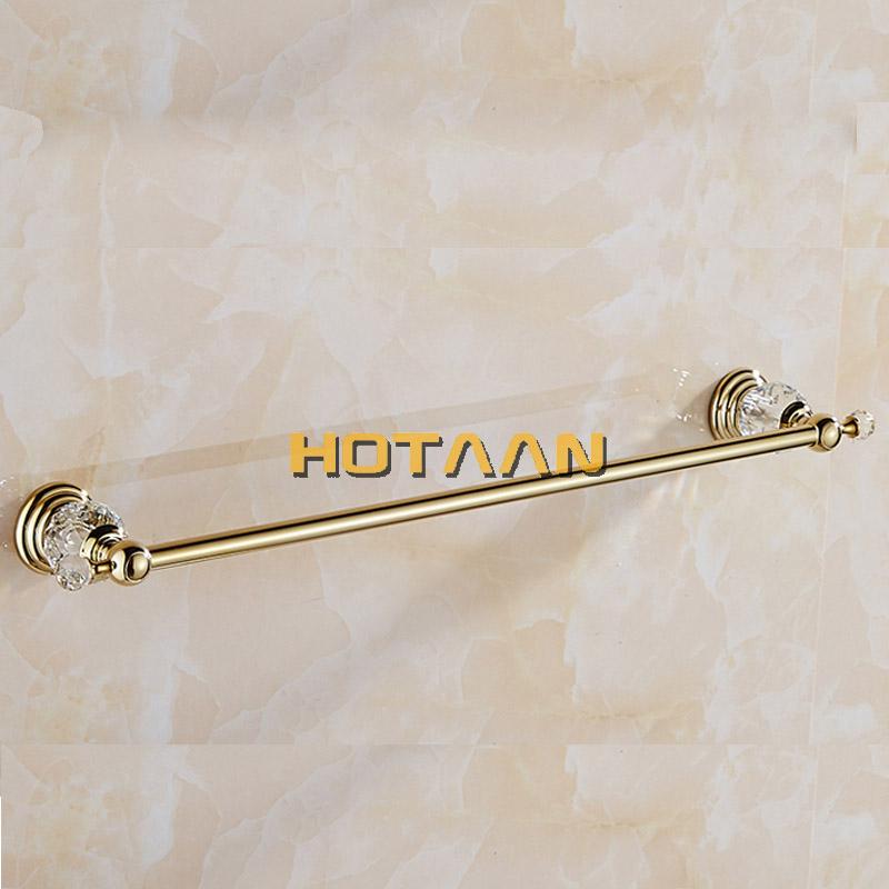 60cm Bathroom Single Towel Bar Towel Rack Towel Holder Solid Stainless Steel  Golden  Crystal Decoration Bathroom Accessories