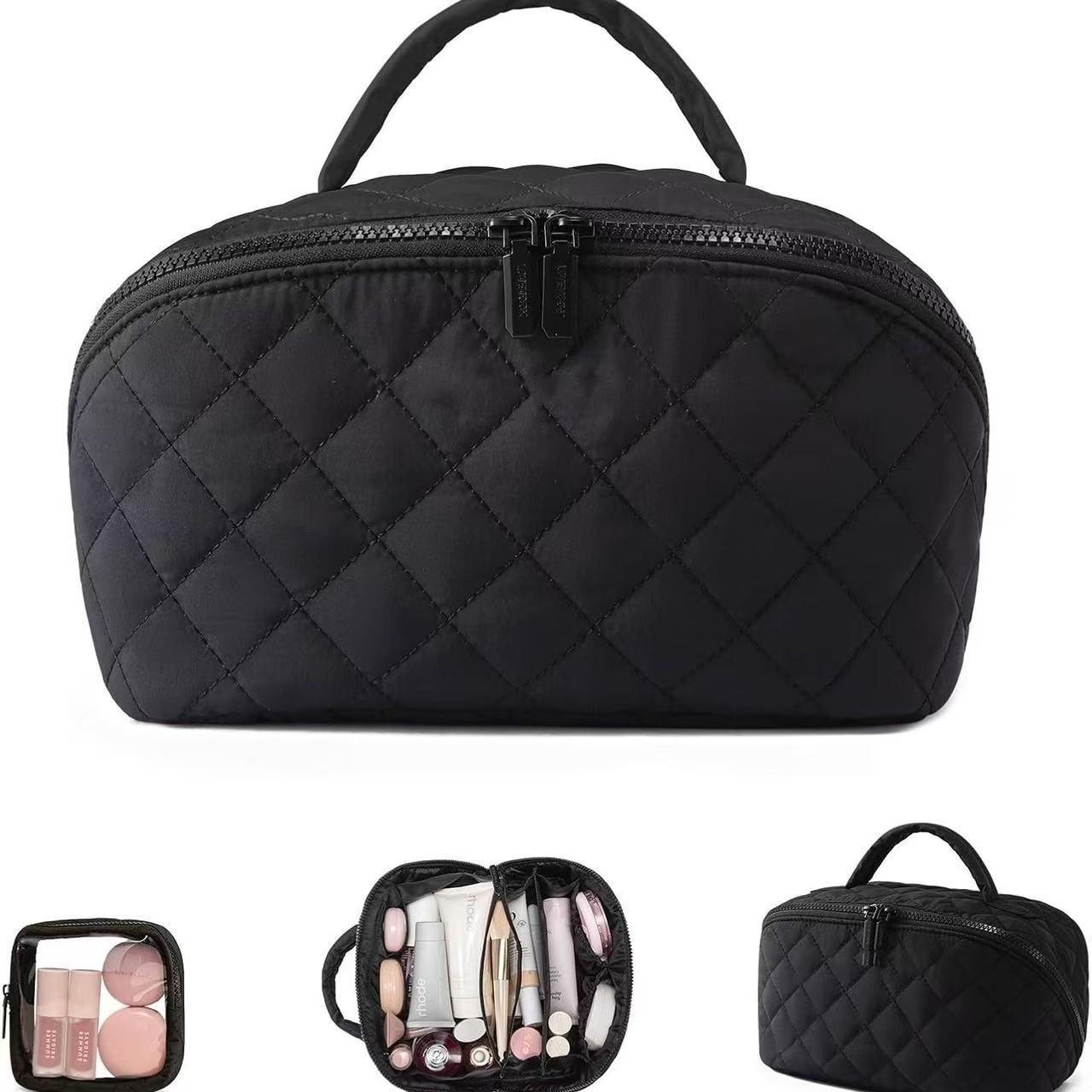 

New Large Capacity Portable Makeup Bag, Makeup Brush Storage Bag, Leak-Proof High-end Travel Grooming Toiletry Organizer Bag чорний
