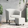 Vidaxl Club Armchair with Footstool, White, Upholstered with Faux Leather