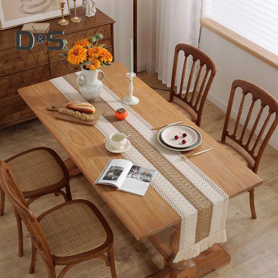 Aleer de masă pentru petrecere țesut țesătură în stil boho decor cu ciucuri de culoare contrastantă împletit rezistent la pete, reutilizabil, protecție pentru masă, decorare pentru bal de absolvire.