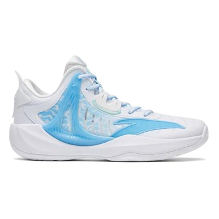 new Anta Hussars 8 Durable Breathable Low Top Basketball Shoes Men's White Blue