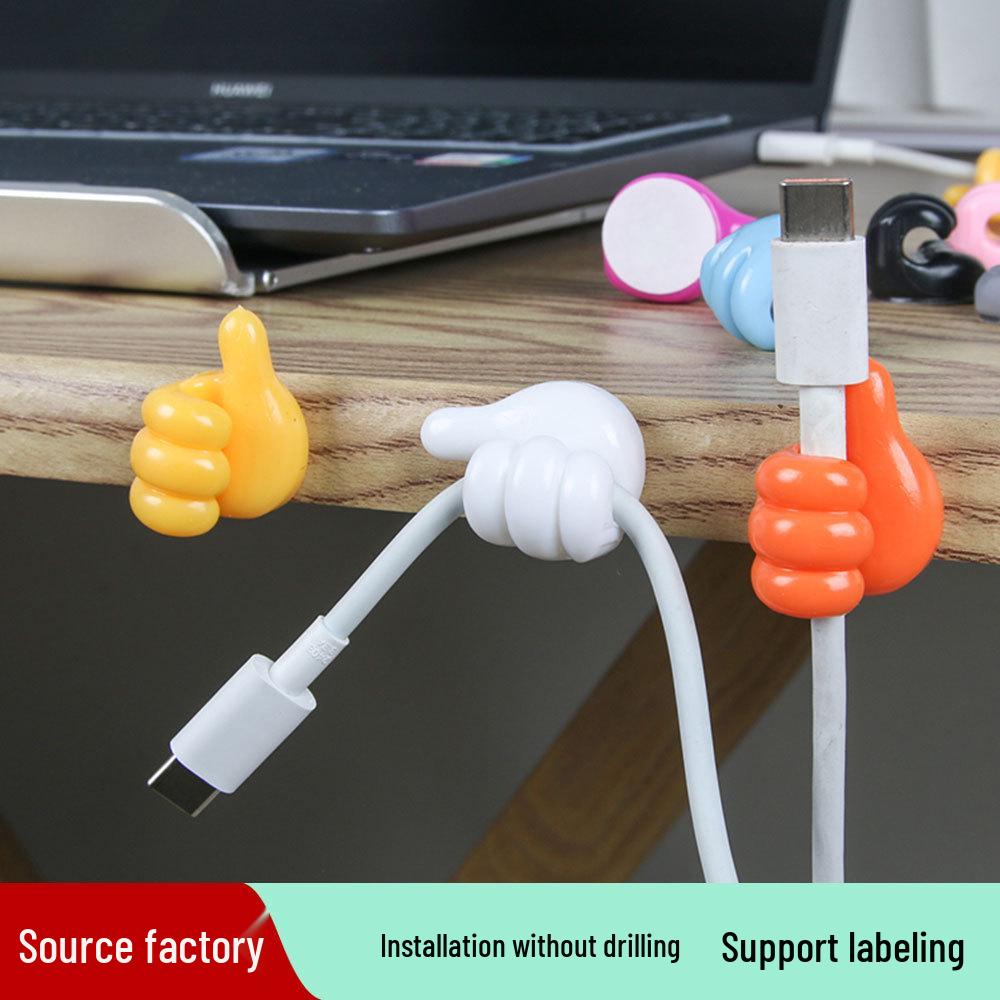 Thumb Adhesive Cable Organizer – Cute Desktop Cable Management Hook