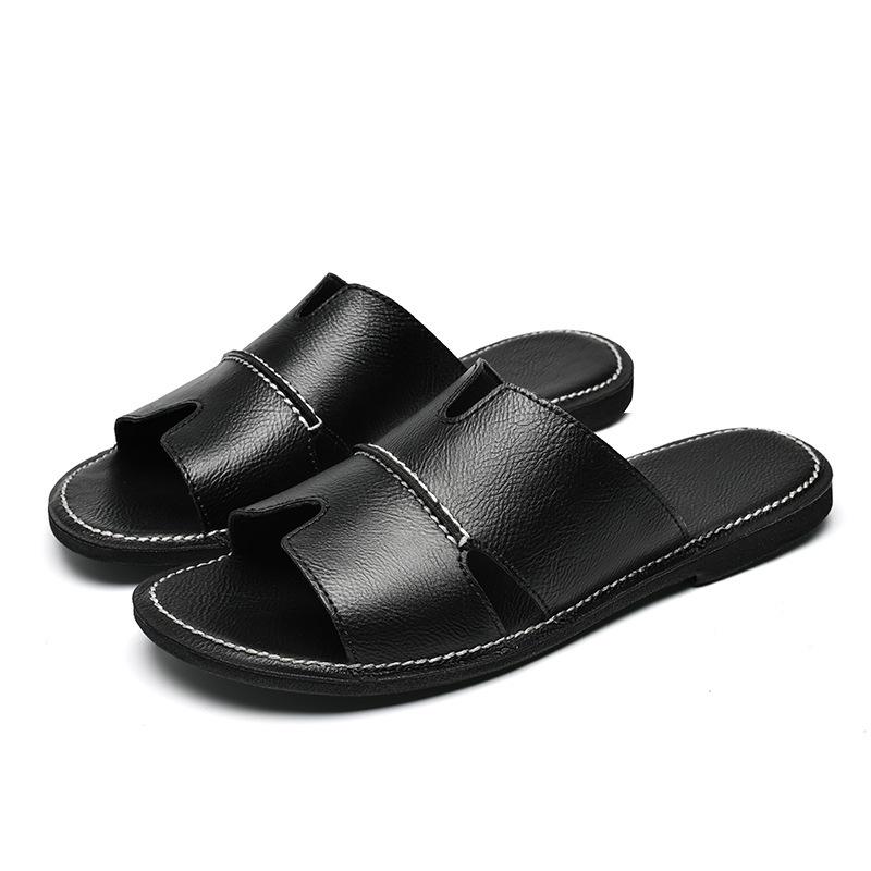 2024 Summer Trendy Plus Size Men's Genuine Leather Flip-Flops: Casual Beach Sandals in Sizes 45-47