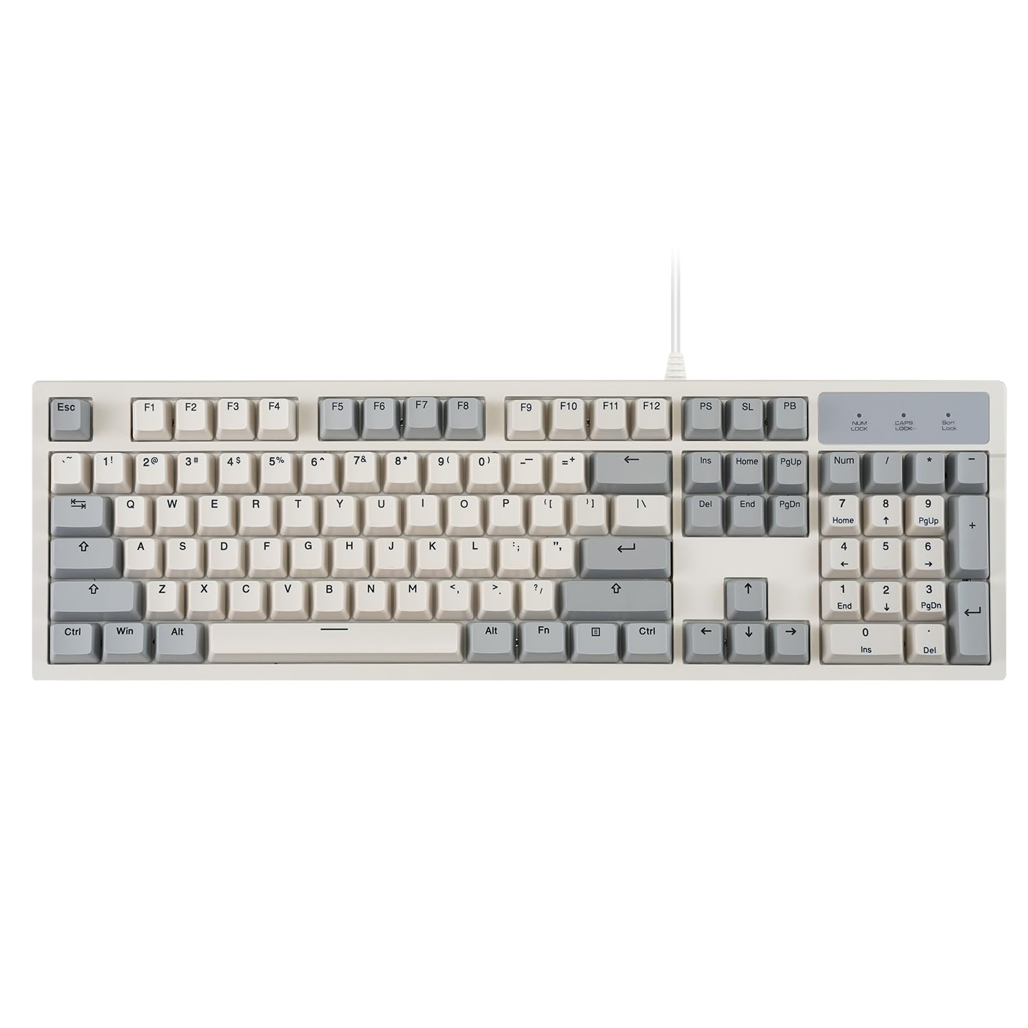 

Perixx PERIBOARD-108RD Full-Size Mechanical Keyboard with Gateron Red Switches, Retro GrayWhite, US English Layout