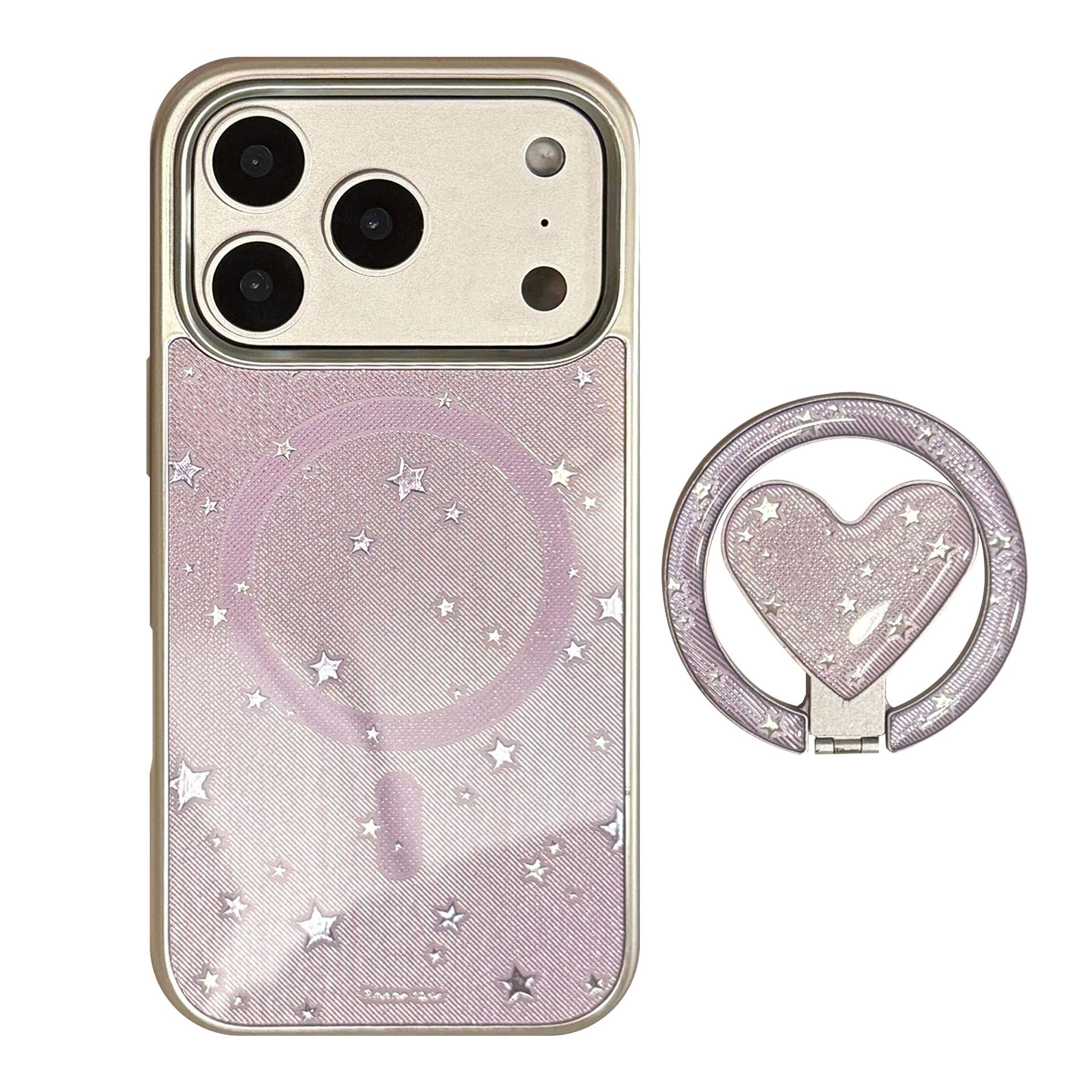 

Purple Heart-Shaped Stand Phone Case for iPhone 16 and iPhone 17 Pro Max iPhone 17 Air
