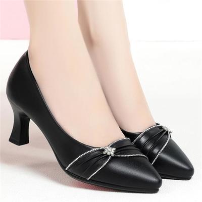 Women Classic Black Pu Leather High Quality Heel Shoes Lady Fashion Beige Comfort Stylish Pumps Women's Luxury Office Party Shoe