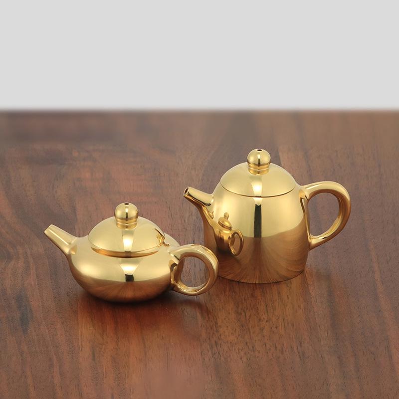 Mini Copper Teapot with Brass Handle - Luck-Bringing Ornament and Incense Holder