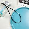 925 Sterlingsilber Schwarzer Achat Perlenkette, Koreanischer Stil Choker für Frauen