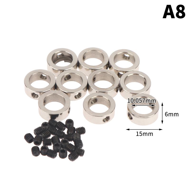 10Pcs Lead Screw 304 Stainless Lock Collar Block Ring Axis Sleeve Bore 2/3/4/5/6/7/8/10/12Mm For Diy 3D Printer Cnc Router