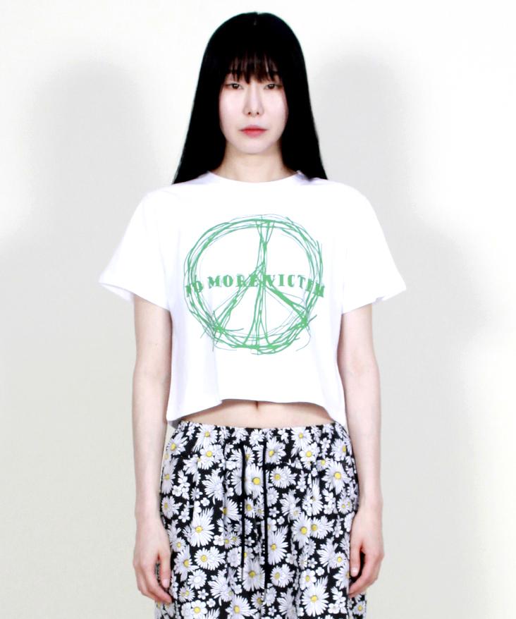 Deumakeu Piece Graphic Crop Short Sleeve T-Shirt White