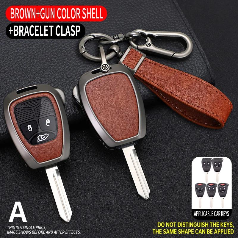 Legierung Auto Schlüsselanhänger Hülle Für Chrysler 300 Pt Dodge Jcuv Caliber Nitro Caliber Pacifica Für Jeep Wrangler Compass Patriot Liberty brown