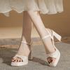 Fashion Wedding Sandals Platform Large Size Women High Heels Shoes 2025 Summer New Fashion Formal Wear Dress Up Buckle Sandals