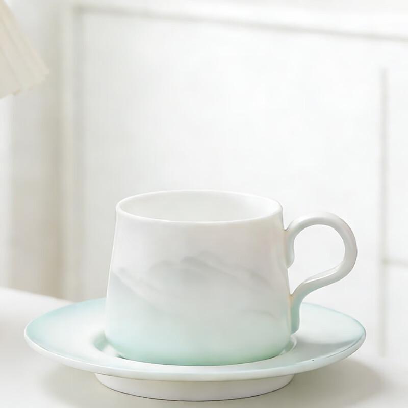 Lu Fenglai Suet Jade Coffee Cup and Saucer Set