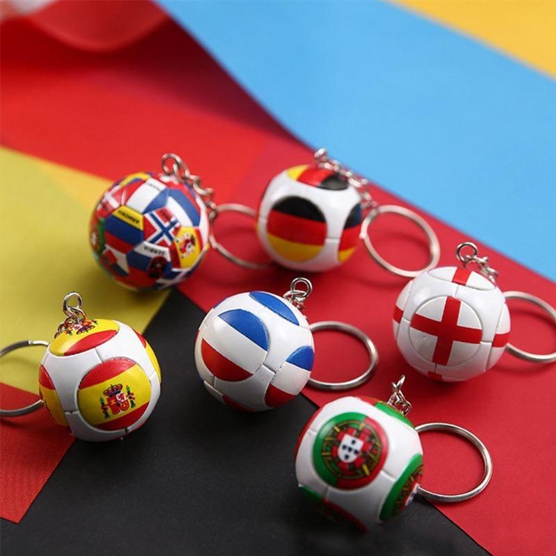 Gifts Car Key Chains Bag Pendant Country Soccer Keyring Football Key Chain World Flag Ball Charms