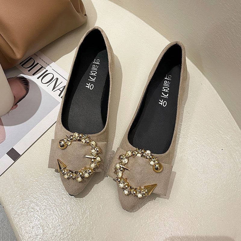 Flat-soled Single Shoes Women's Spring New One-pedal Women's Shoes Pointed Head Shallow Mouth Lazy Shoes Soft-soled Doudou Shoes