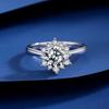 Luxury 100% Real 1CT Moissanite Diamond Sun Flower Rings for Women  Sterling Silver Adjustable Sparkling Rings Fine Jewelry