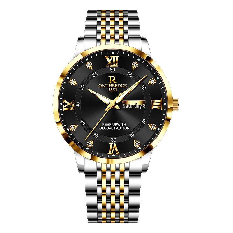 Luminous Waterproof Ultra-Thin Men's Quartz Watch with Double Calendar