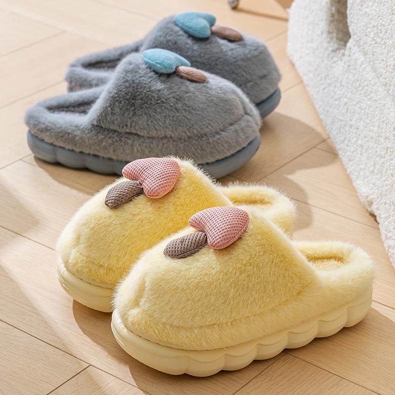Cotton Slippers Thick Bottom Women's Home Use Spring and Autumn Winter Indoor Warm Non-slip Home Winter Plush Men