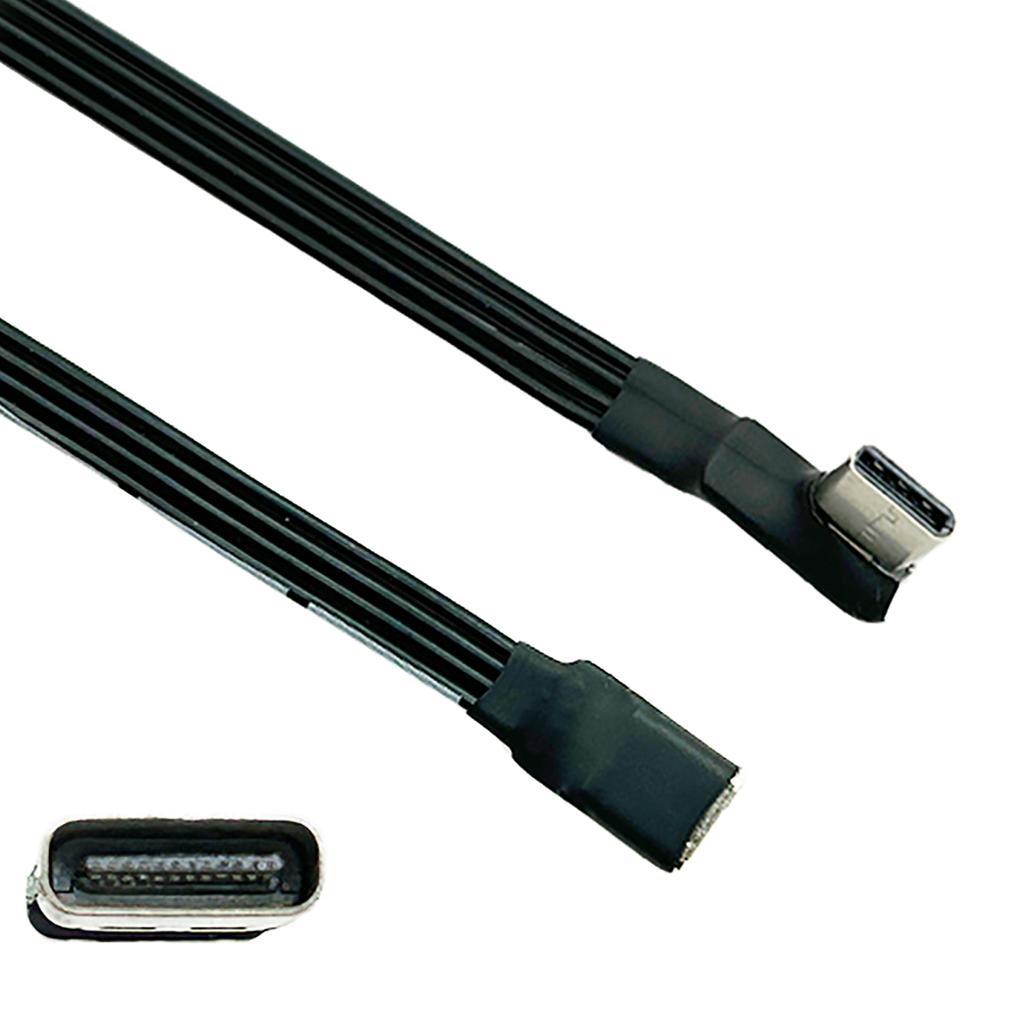 USB C Male to USB C Female Extension Cable 90 Degree Ribbon Flat USB C Cable 18W Charging Data Transfer 480Mbps