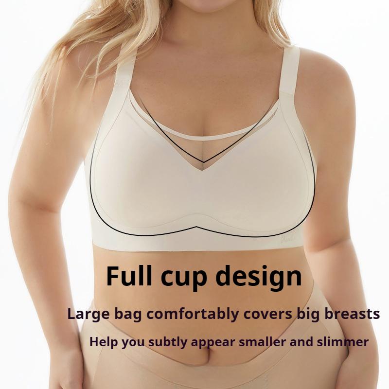200 Catties Women's Large Size Underwear Large Chest Small Anti-sagging Bra Large Cup Thin Vest