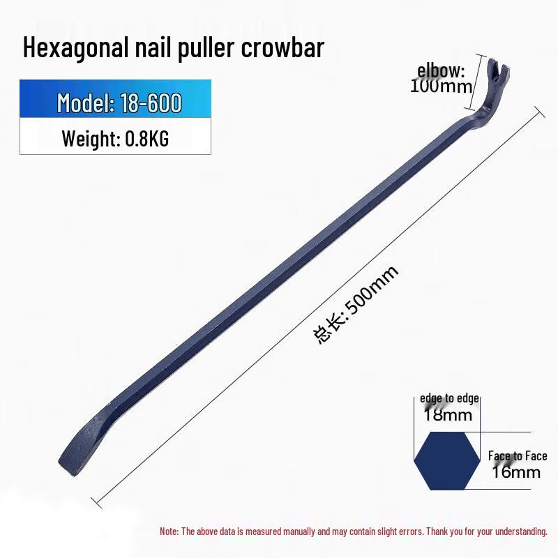 AOKEDU Heavy-Duty Hexagonal Pry Bar & Nail Puller гвоздодер односторонний 14x350мм