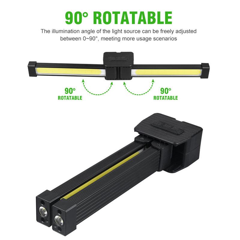 Rechargeable LED Work Lights 6 Modes Foldtable Flashlight with Magnetic Hanging Hook Type-C USB Charging for Camping Car Repair Workshop Emergency