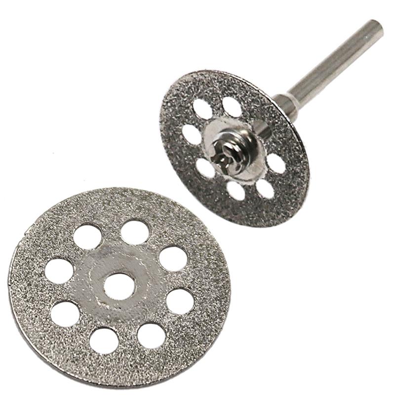 10Pcs 22mm Mini Sharp Diamond Cut Off Rotary Tool Cutting Disc Disks DIY Tools Accessories For Dremel with 2Pcs Rod